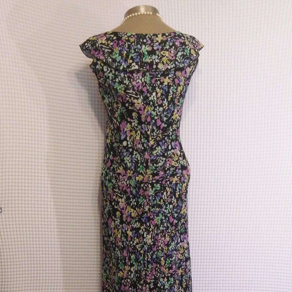 FINAL! JONES NY SLEEVELESS BLACK / FLORAL DRESS - Picture 9 of 12